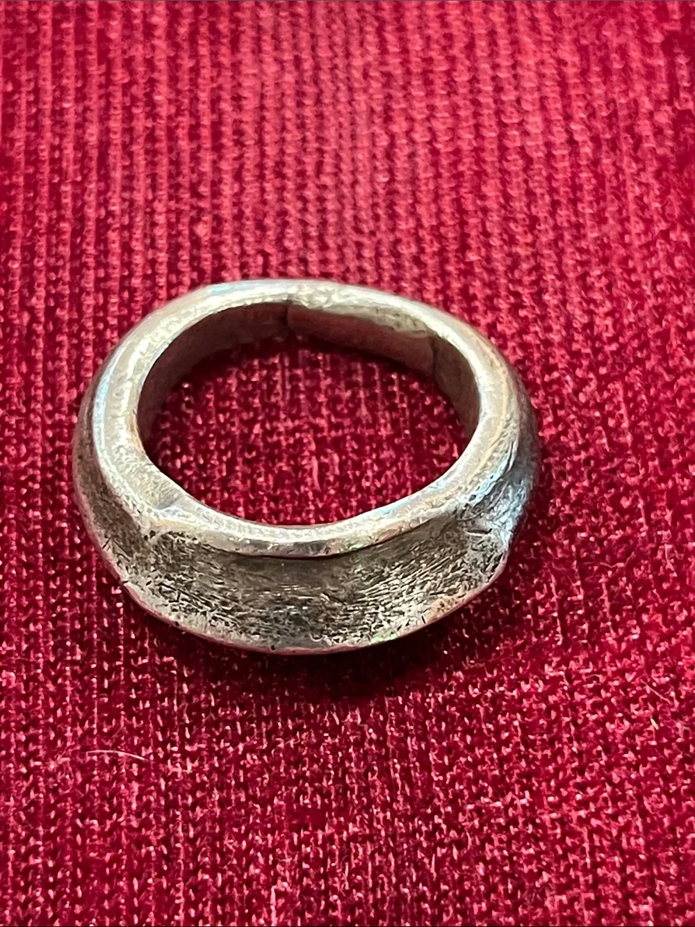 Vintage Silver-Tone Textured Men’s Ring 10 1/4